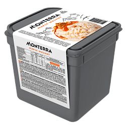 “MONTERRA” ice cream plombier with maple syrup and pieces of caramelized walnuts